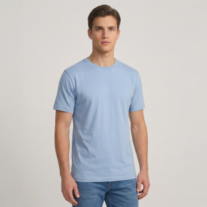 Açık Mavi Basic Tshirt %100 Pamuk