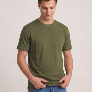 Haki Basic Tshirt %100 Pamuk