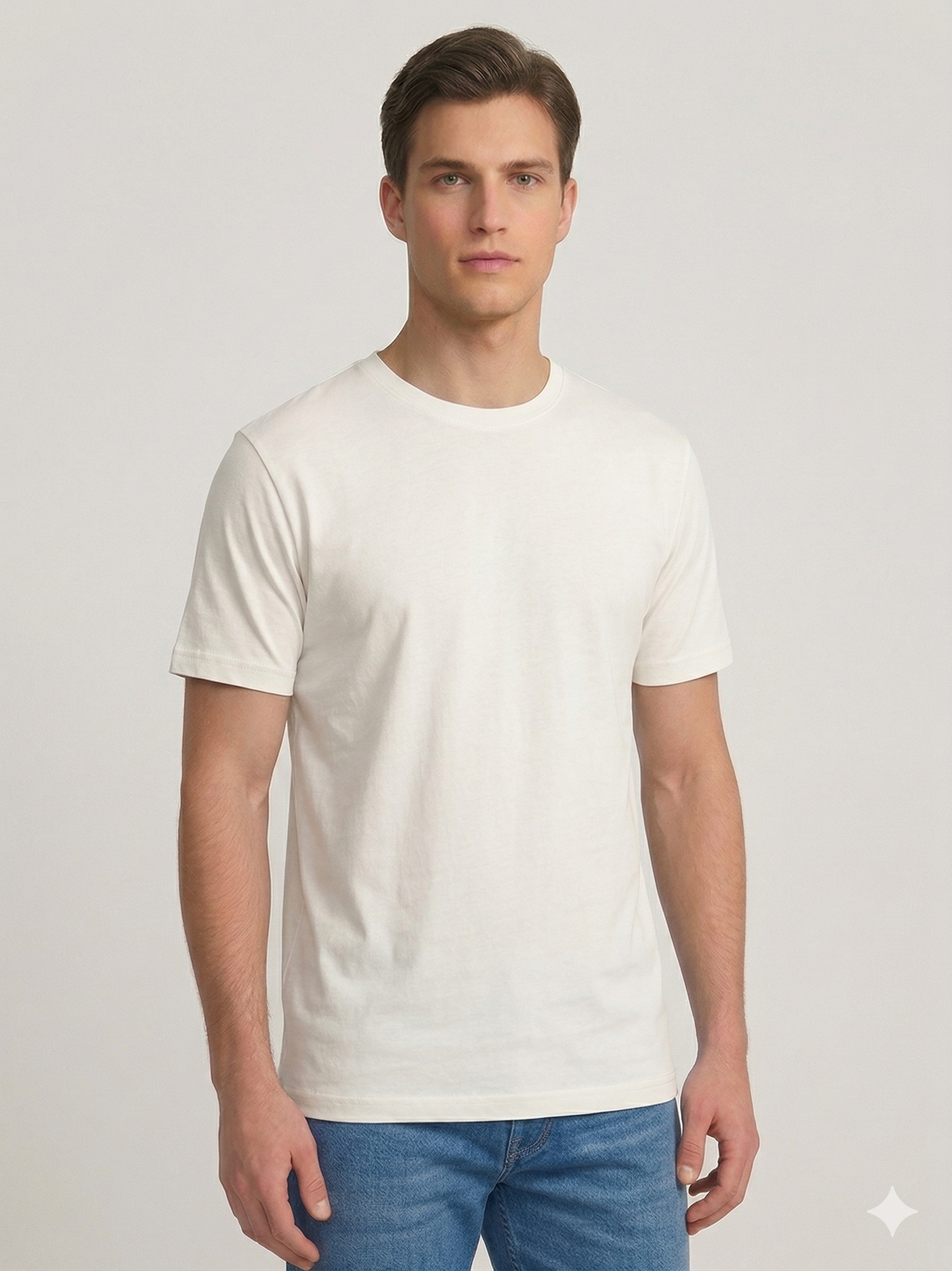 Kırık Beyaz Basic Tshirt %100 Pamuk