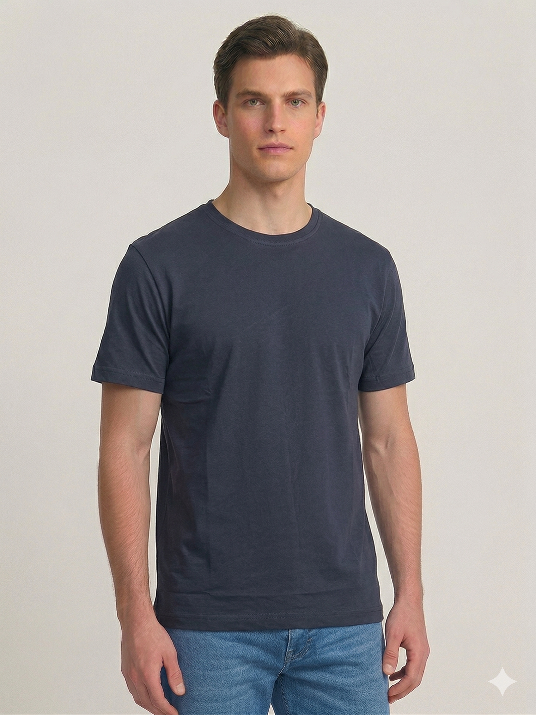 Lacivert Basic Tshirt %100 Pamuk