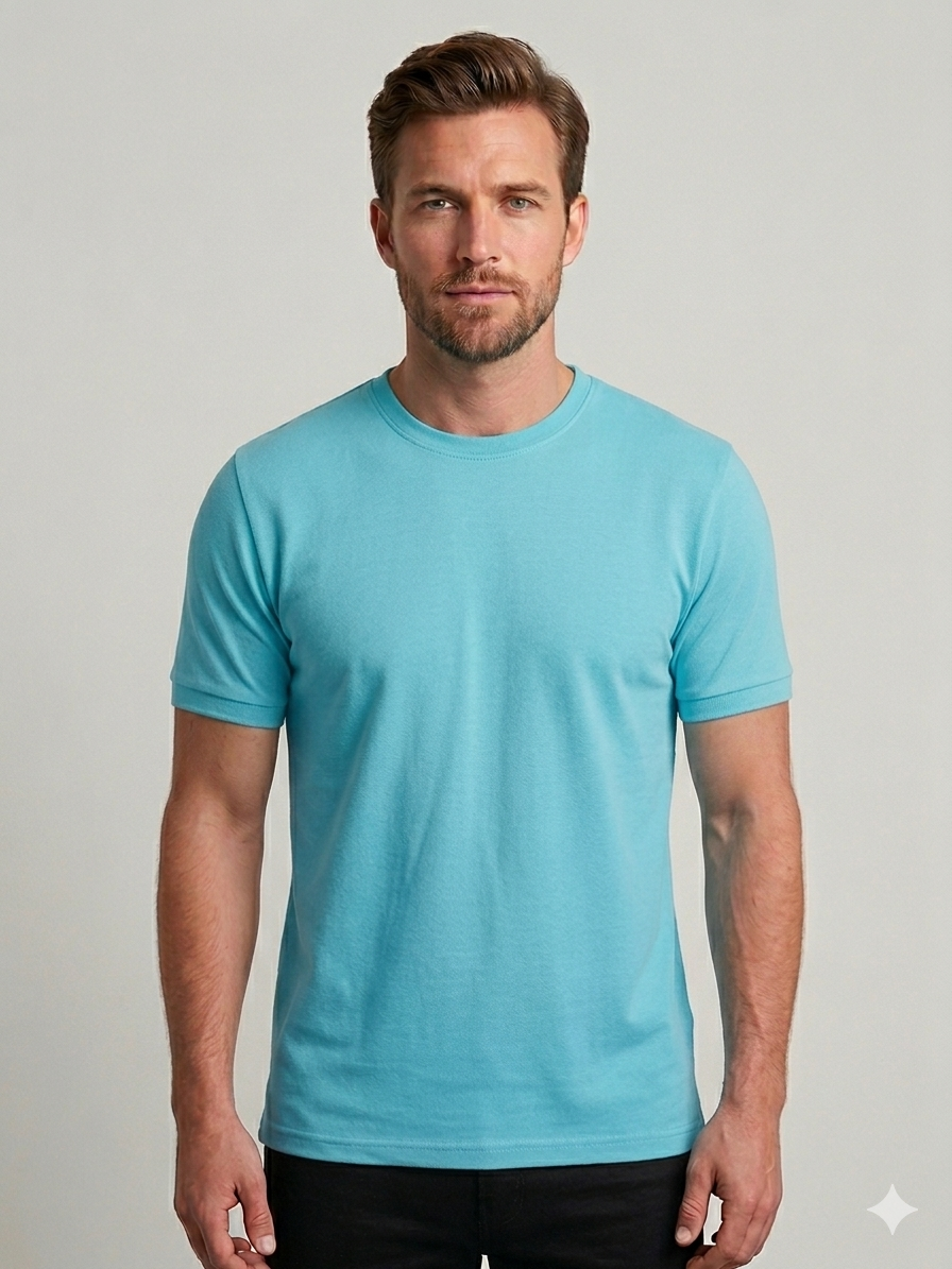 Turkuaz Basic Tshirt %100 Pamuk